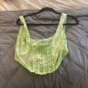 Misguided green Corset Tye dye crop top